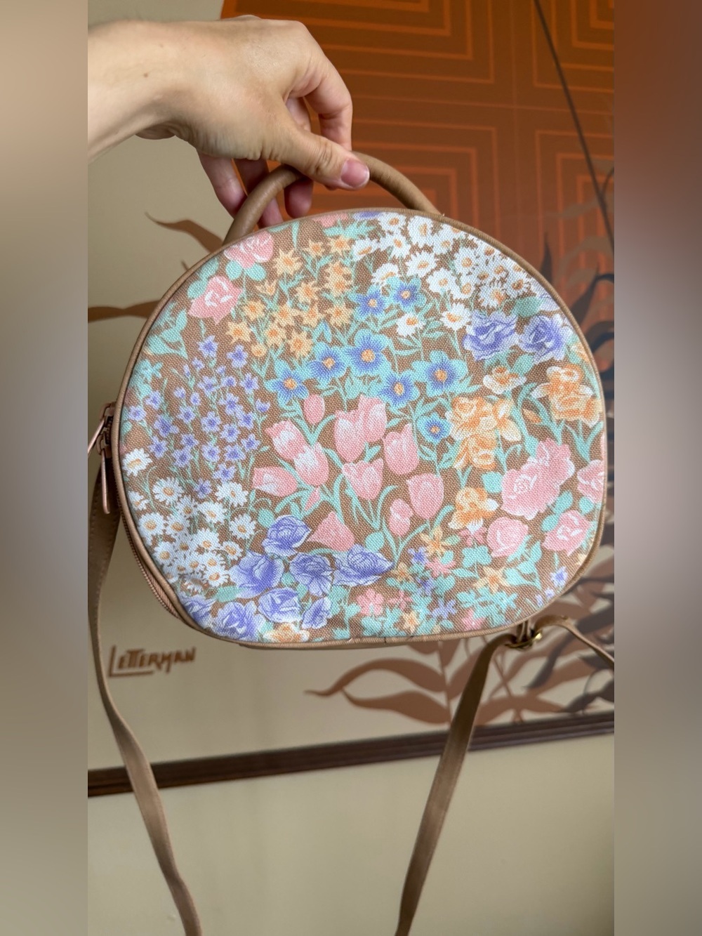Vintage Valerie Barad Floral Tapestry Circle Crossbody Bag